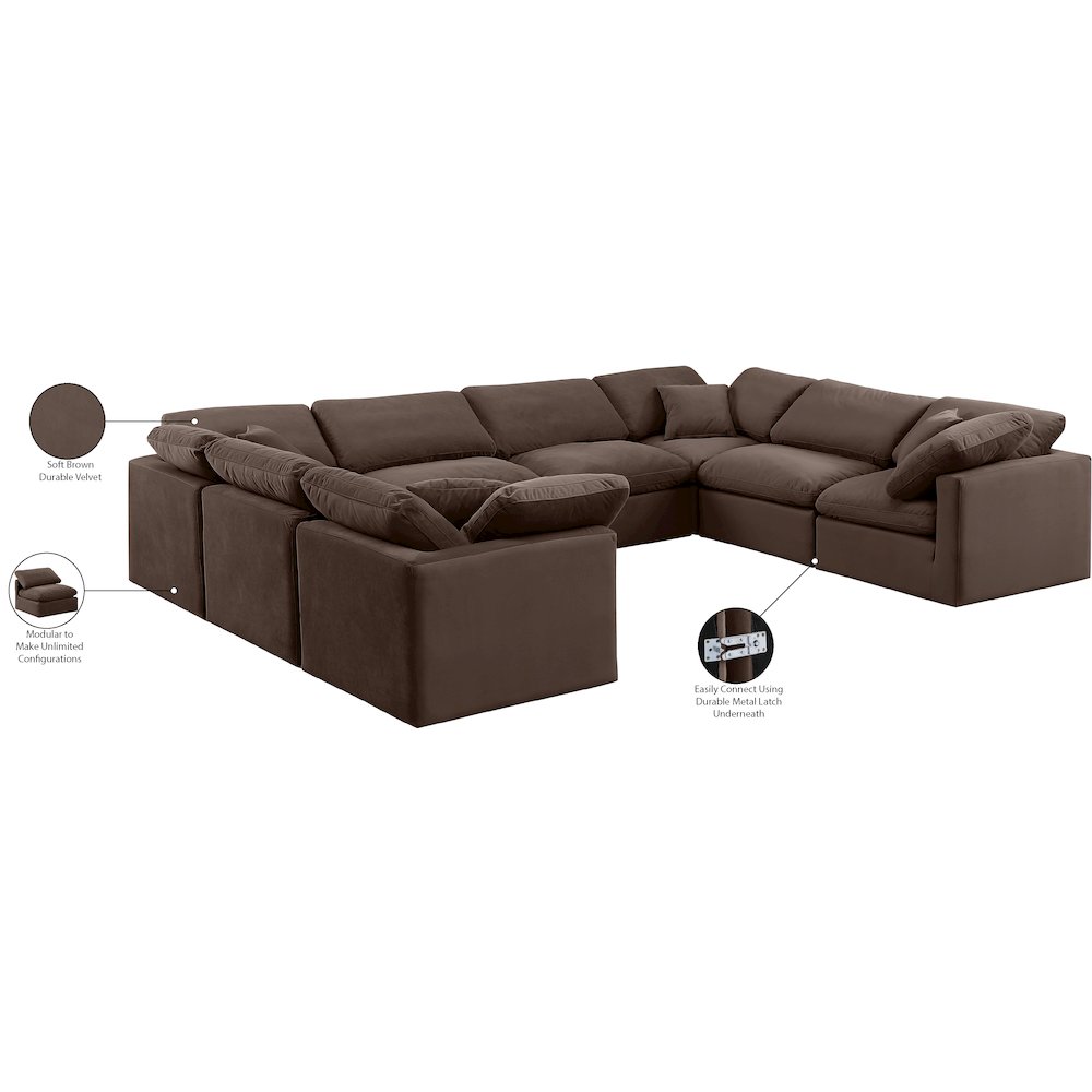 Indulge Brown Velvet Modular Sectional