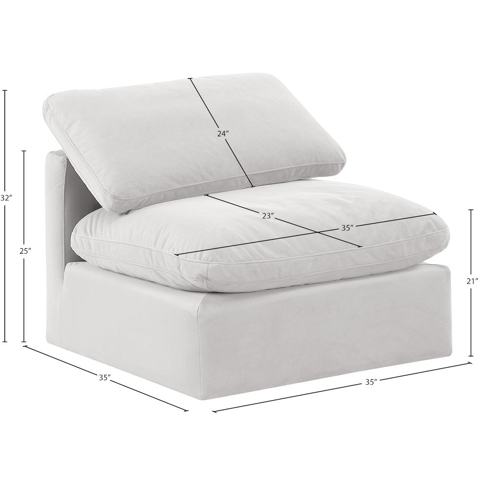 Indulge Cream Velvet Armless Chair