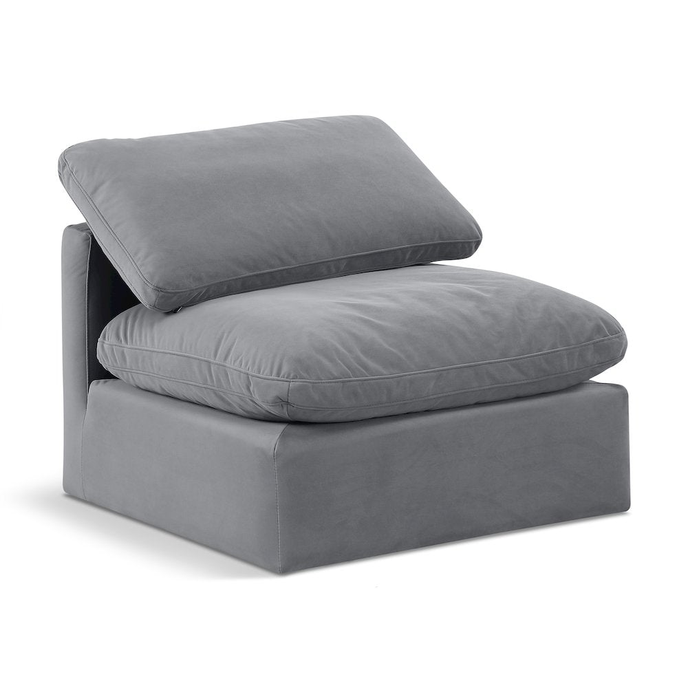 Indulge Grey Velvet Armless Chair