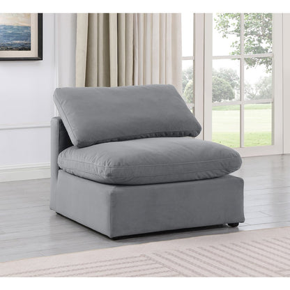 Indulge Grey Velvet Armless Chair