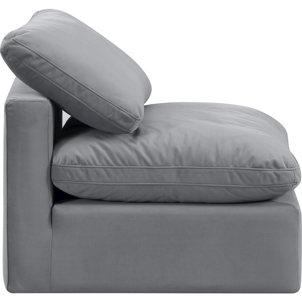Indulge Grey Velvet Armless Chair