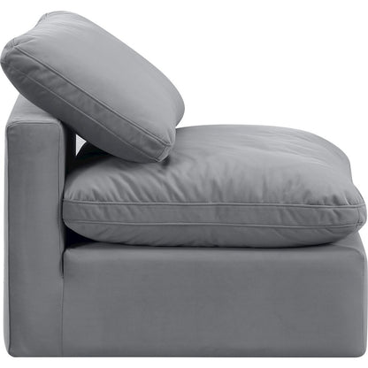 Indulge Grey Velvet Armless Chair