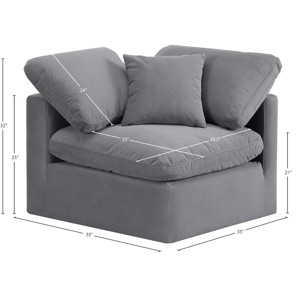 Indulge Grey Velvet Corner Chair