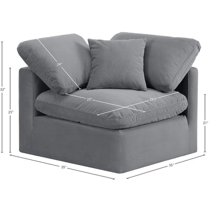 Indulge Grey Velvet Corner Chair