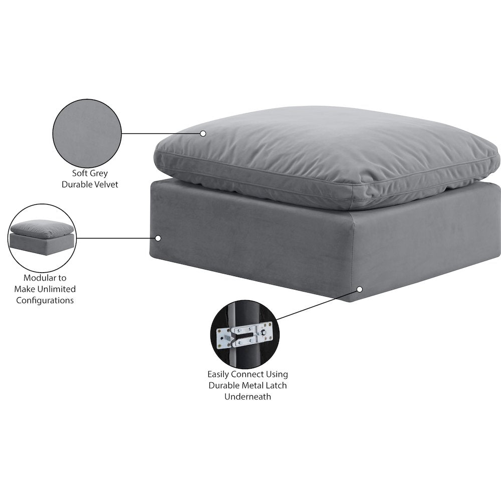 Indulge Grey Velvet Ottoman