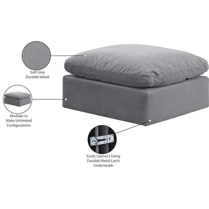 Indulge Grey Velvet Ottoman