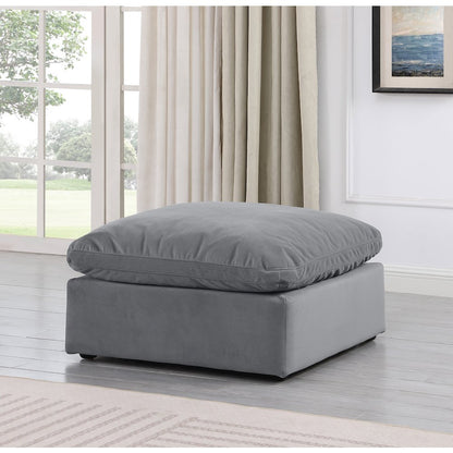 Indulge Grey Velvet Ottoman