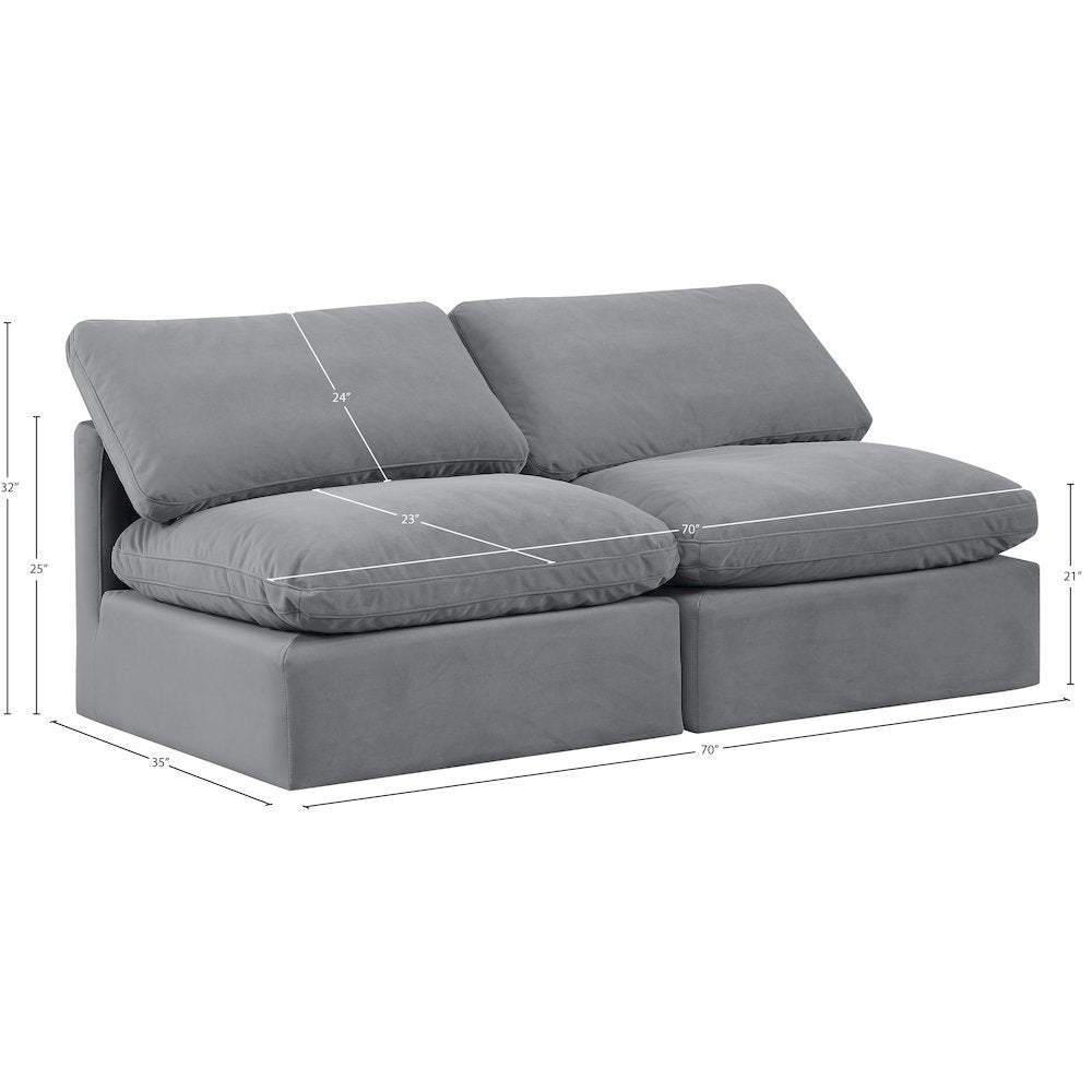 Indulge Grey Velvet Modular Sofa