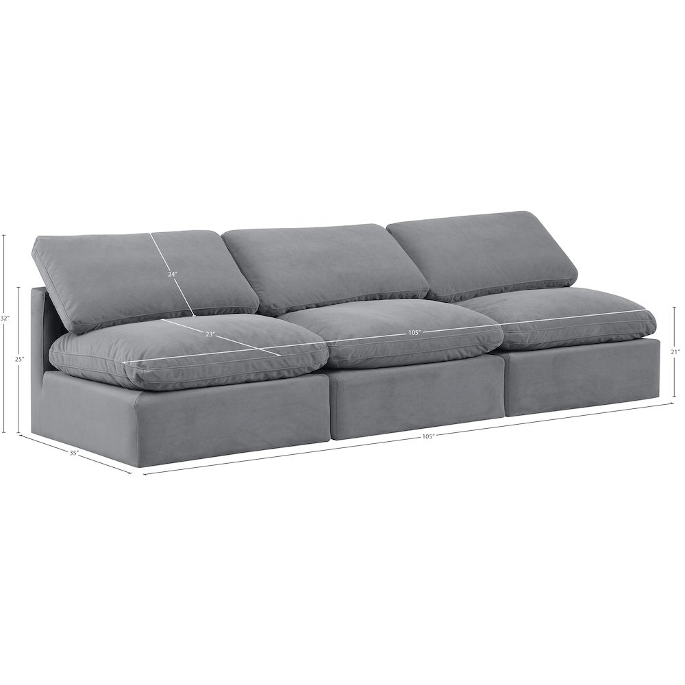 Indulge Grey Velvet Modular Sofa