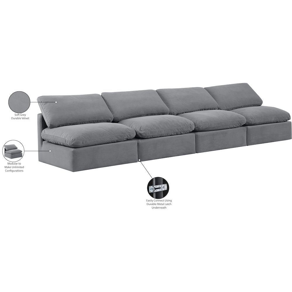 Indulge Grey Velvet Modular Sofa