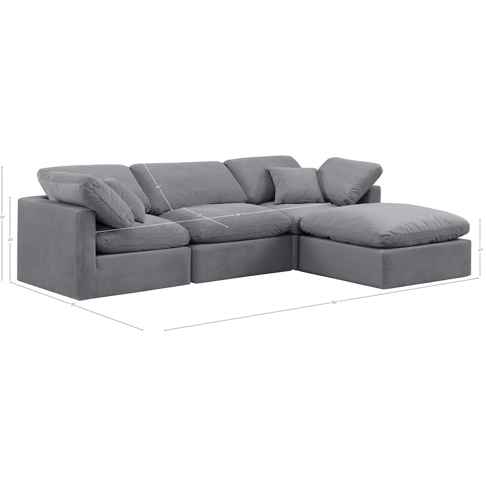 Indulge Grey Velvet Modular Sectional