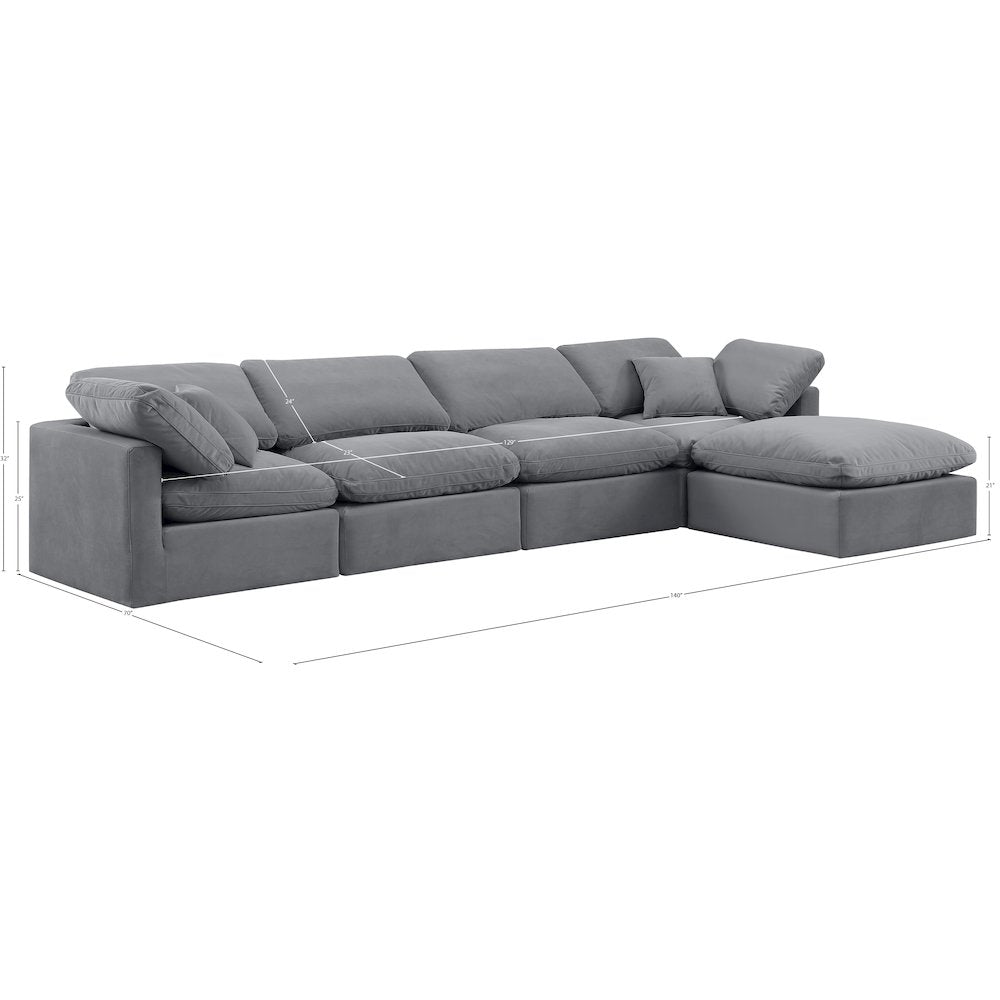 Indulge Grey Velvet Modular Sectional