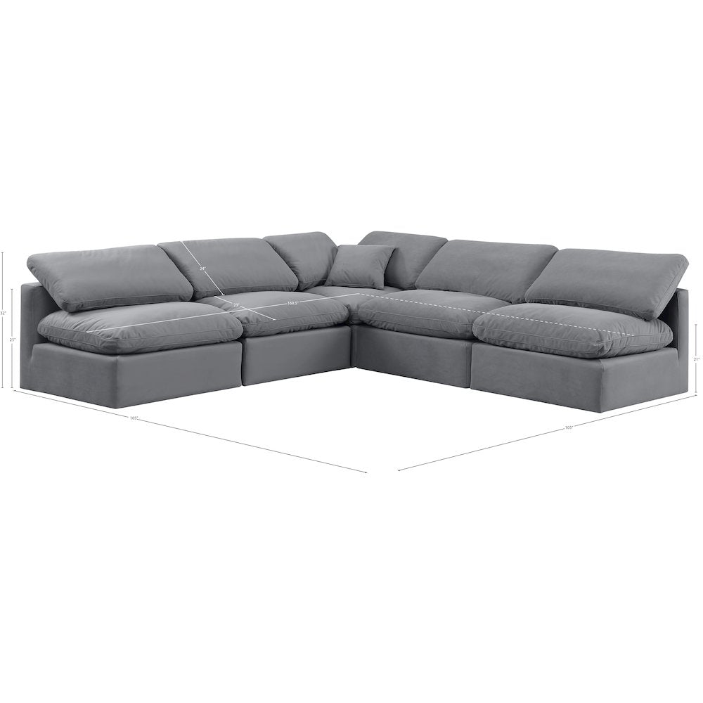 Indulge Grey Velvet Modular Sectional
