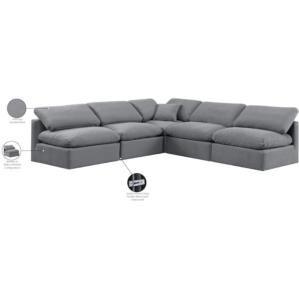 Indulge Grey Velvet Modular Sectional