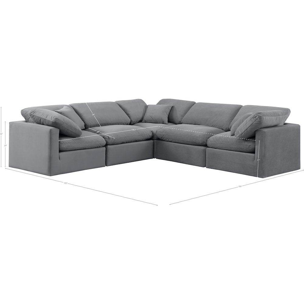 Indulge Grey Velvet Modular Sectional