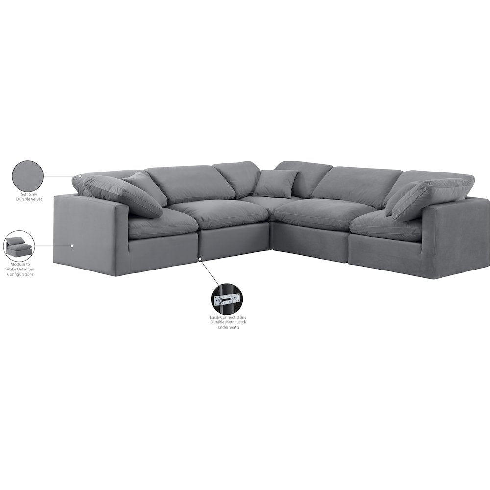 Indulge Grey Velvet Modular Sectional