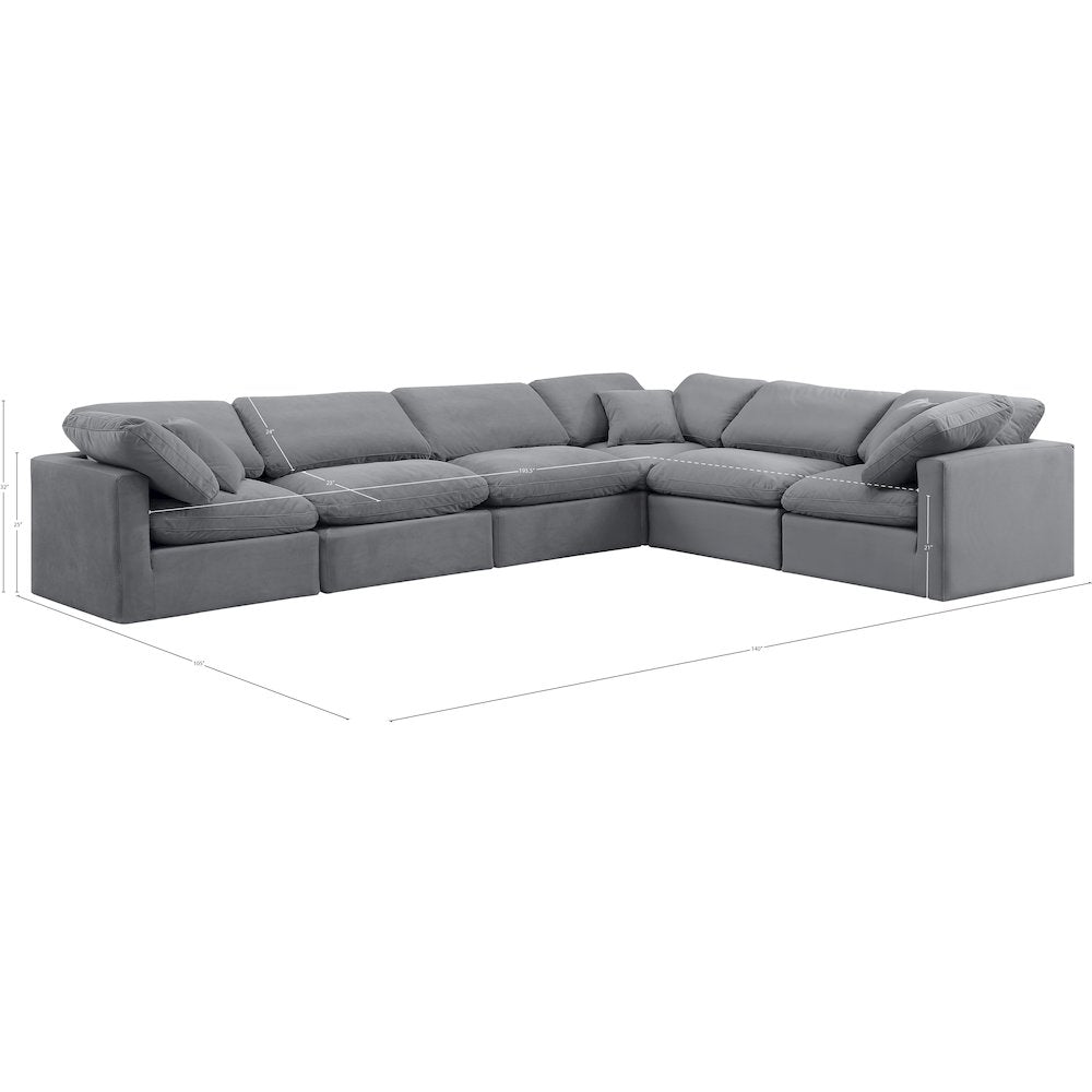 Indulge Grey Velvet Modular Sectional