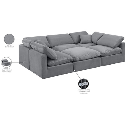 Indulge Grey Velvet Modular Sectional