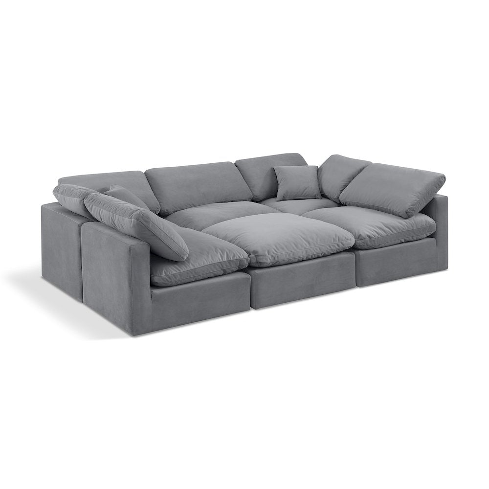 Indulge Grey Velvet Modular Sectional