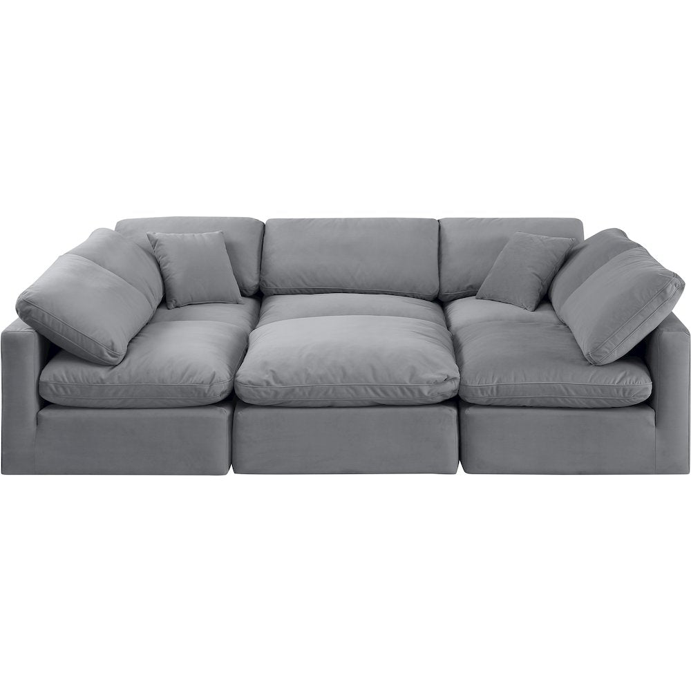 Indulge Grey Velvet Modular Sectional