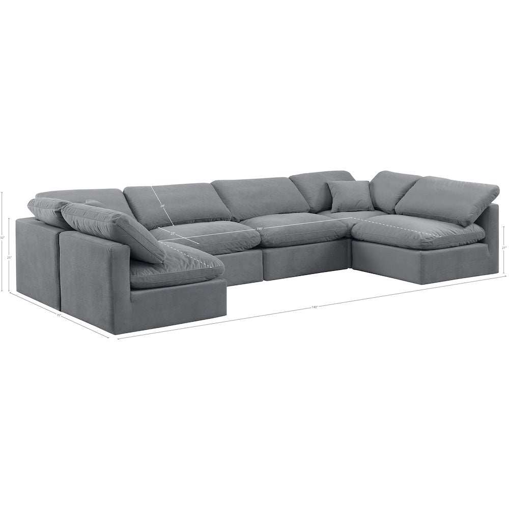 Indulge Grey Velvet Modular Sectional