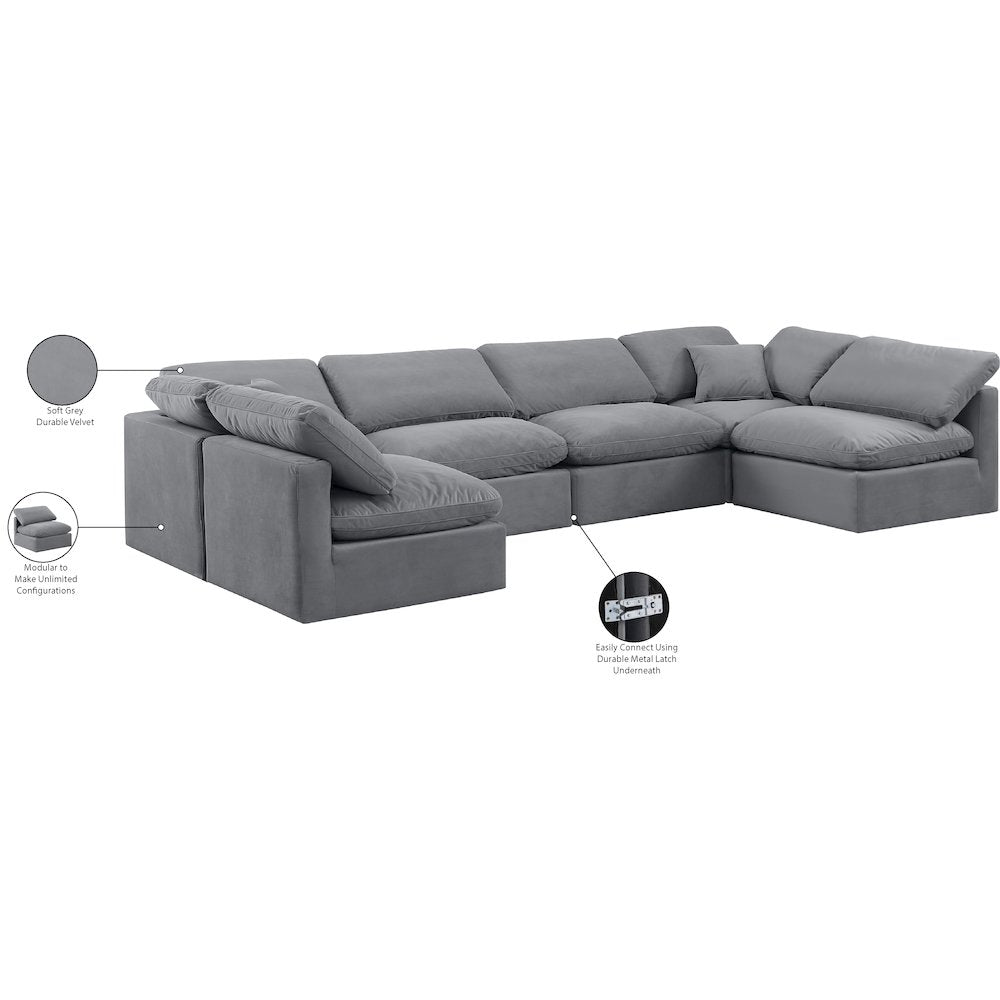 Indulge Grey Velvet Modular Sectional