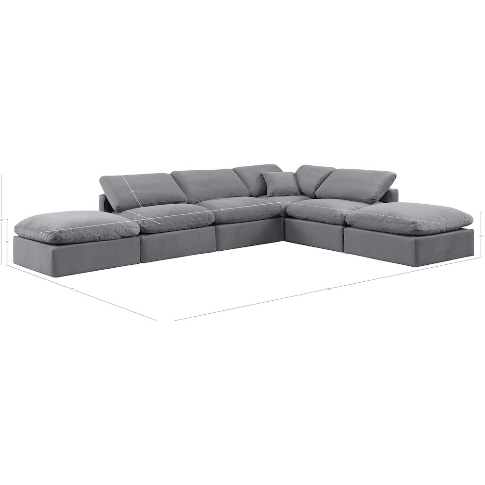 Indulge Grey Velvet Modular Sectional