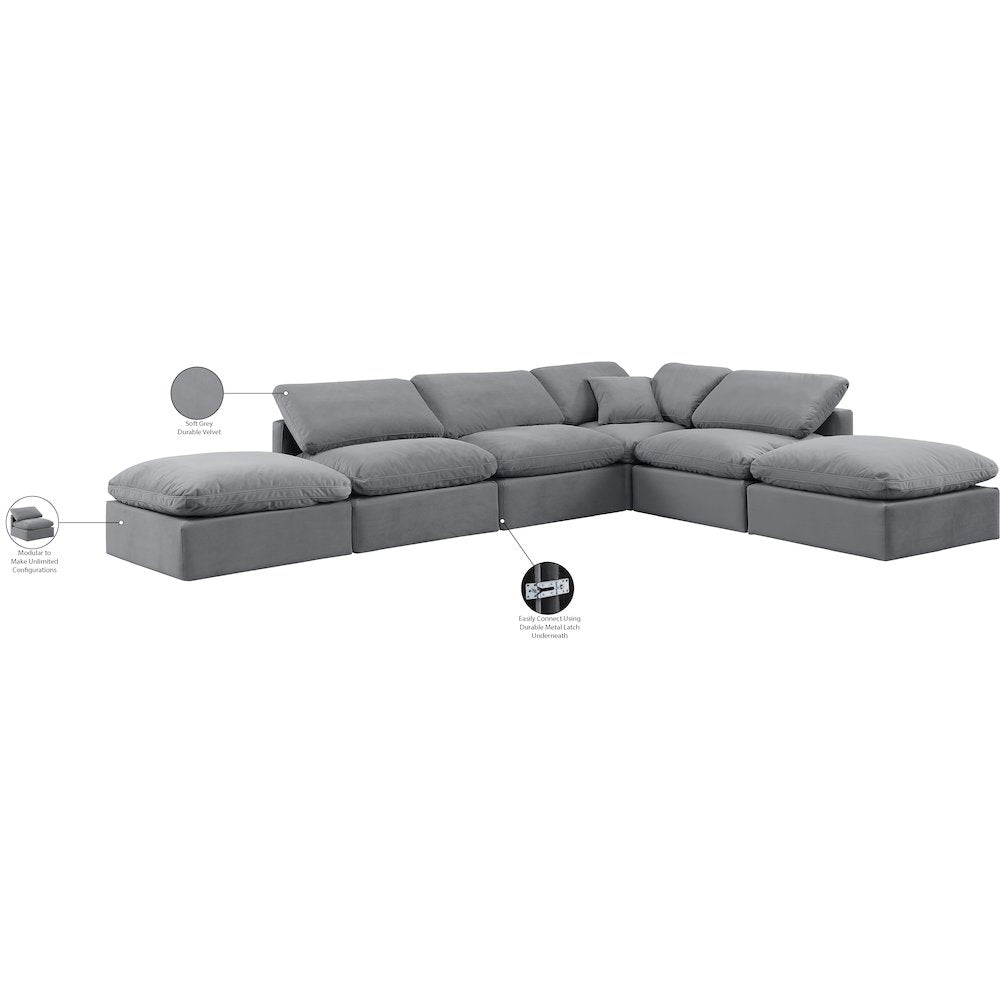 Indulge Grey Velvet Modular Sectional