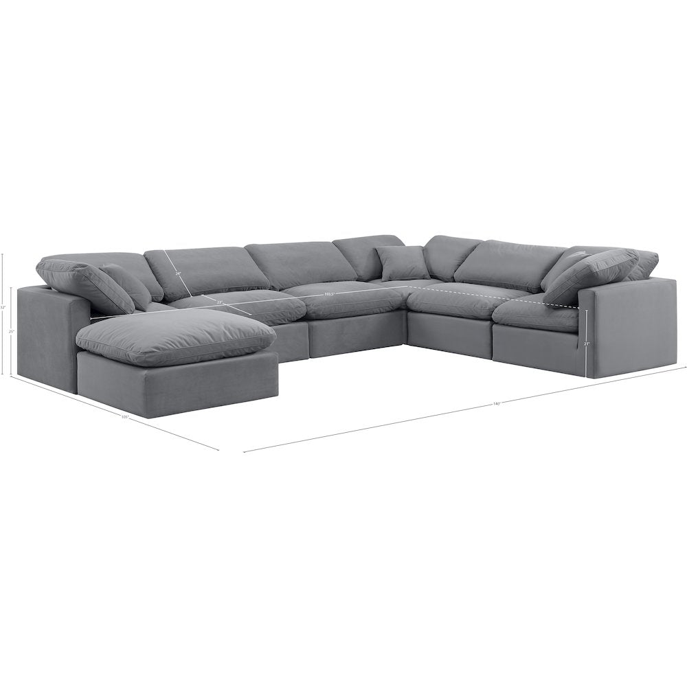 Indulge Grey Velvet Modular Sectional