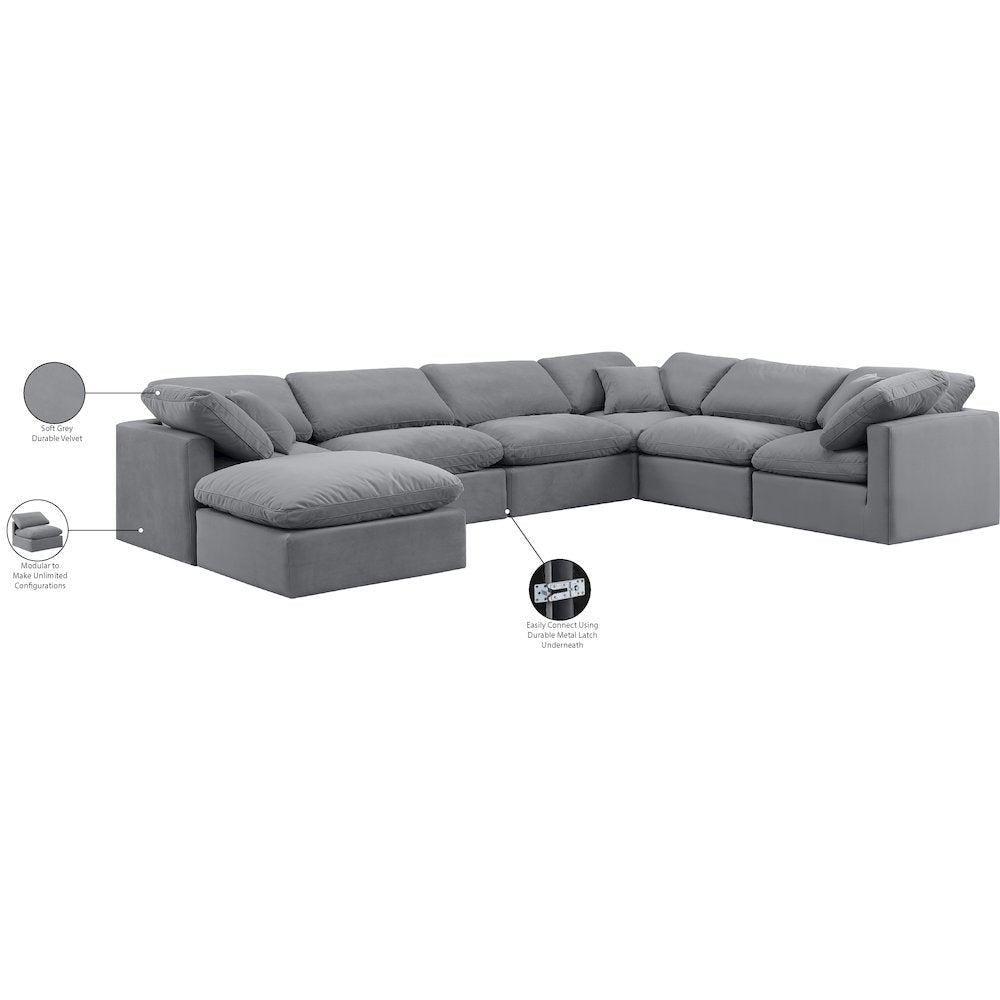 Indulge Grey Velvet Modular Sectional