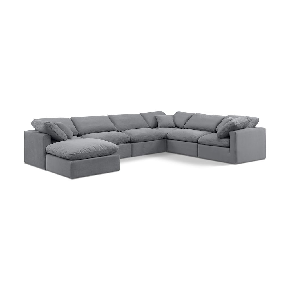 Indulge Grey Velvet Modular Sectional