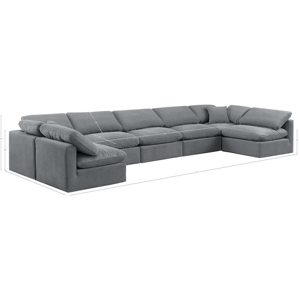 Indulge Grey Velvet Modular Sectional