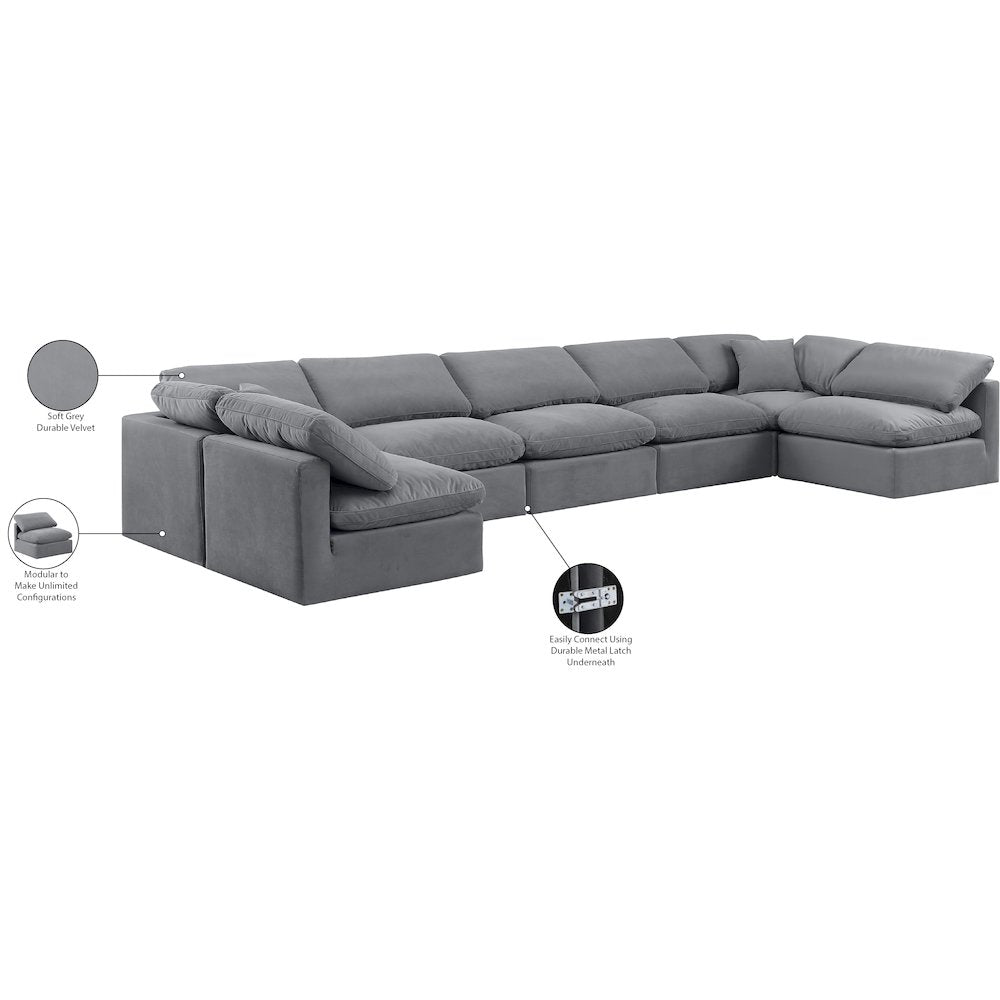 Indulge Grey Velvet Modular Sectional