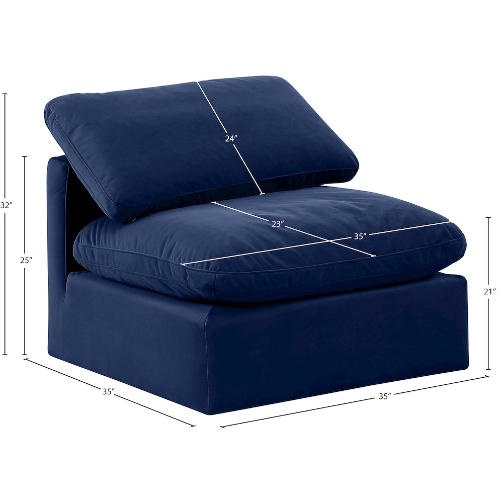 Indulge Navy Velvet Armless Chair