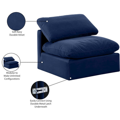 Indulge Navy Velvet Armless Chair