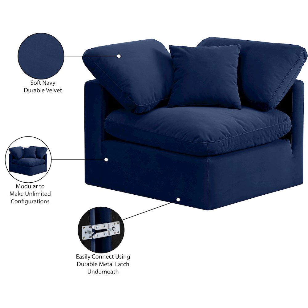Indulge Navy Velvet Corner Chair
