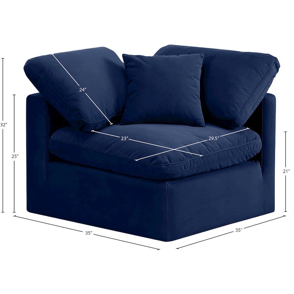 Indulge Navy Velvet Corner Chair