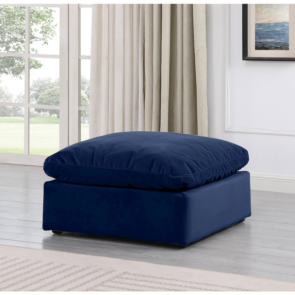 Indulge Navy Velvet Ottoman