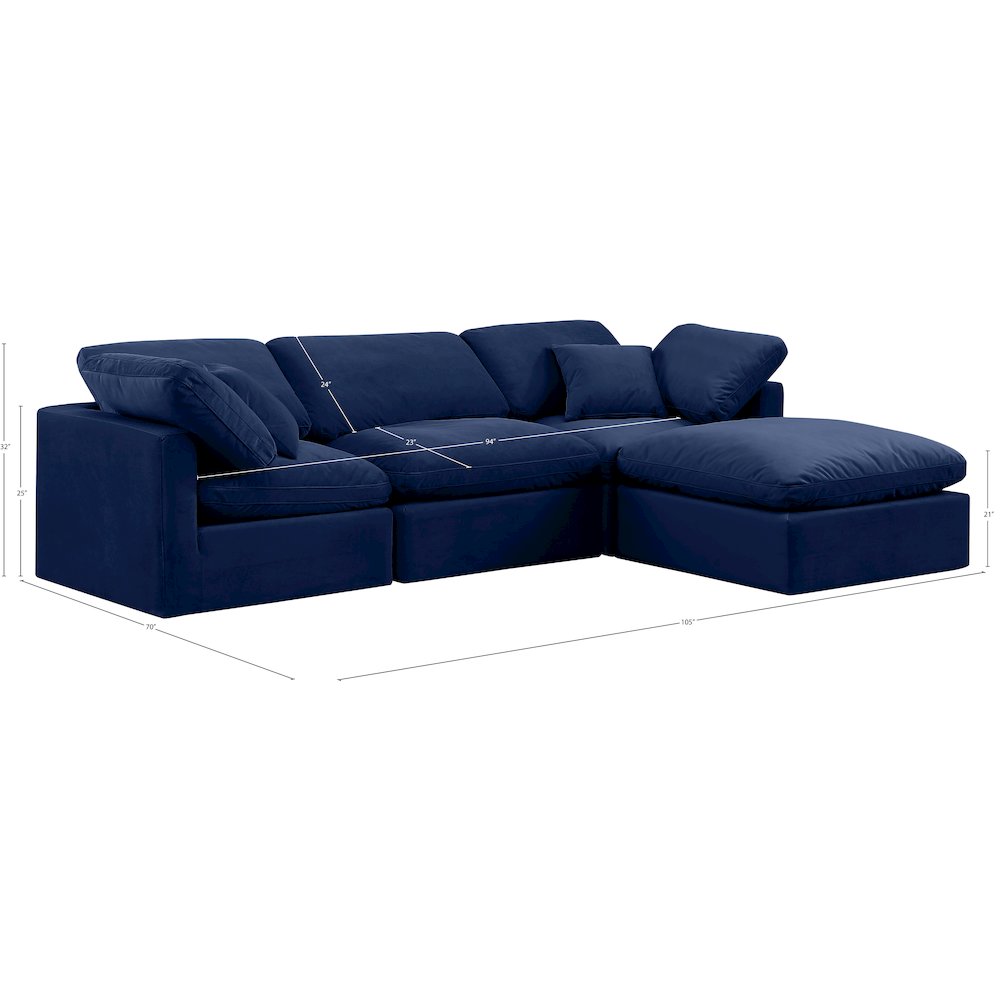 Indulge Navy Velvet Modular Sectional