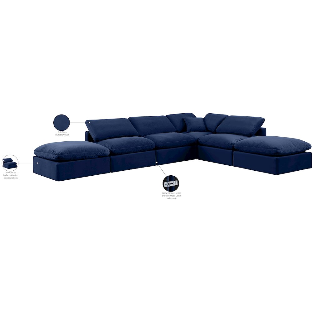 Indulge Navy Velvet Modular Sectional