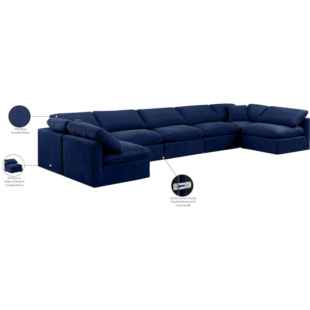 Indulge Navy Velvet Modular Sectional