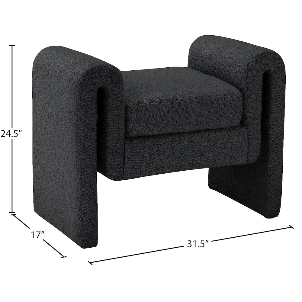 Stylus Black Boucle Fabric Bench
