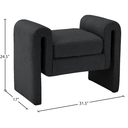 Stylus Black Boucle Fabric Bench