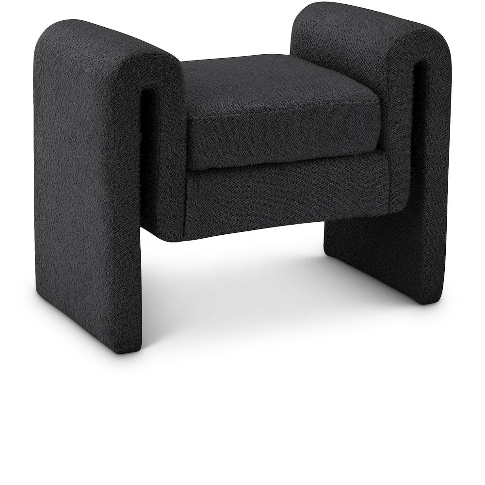 Stylus Black Boucle Fabric Bench