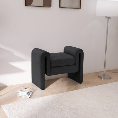 Stylus Black Boucle Fabric Bench