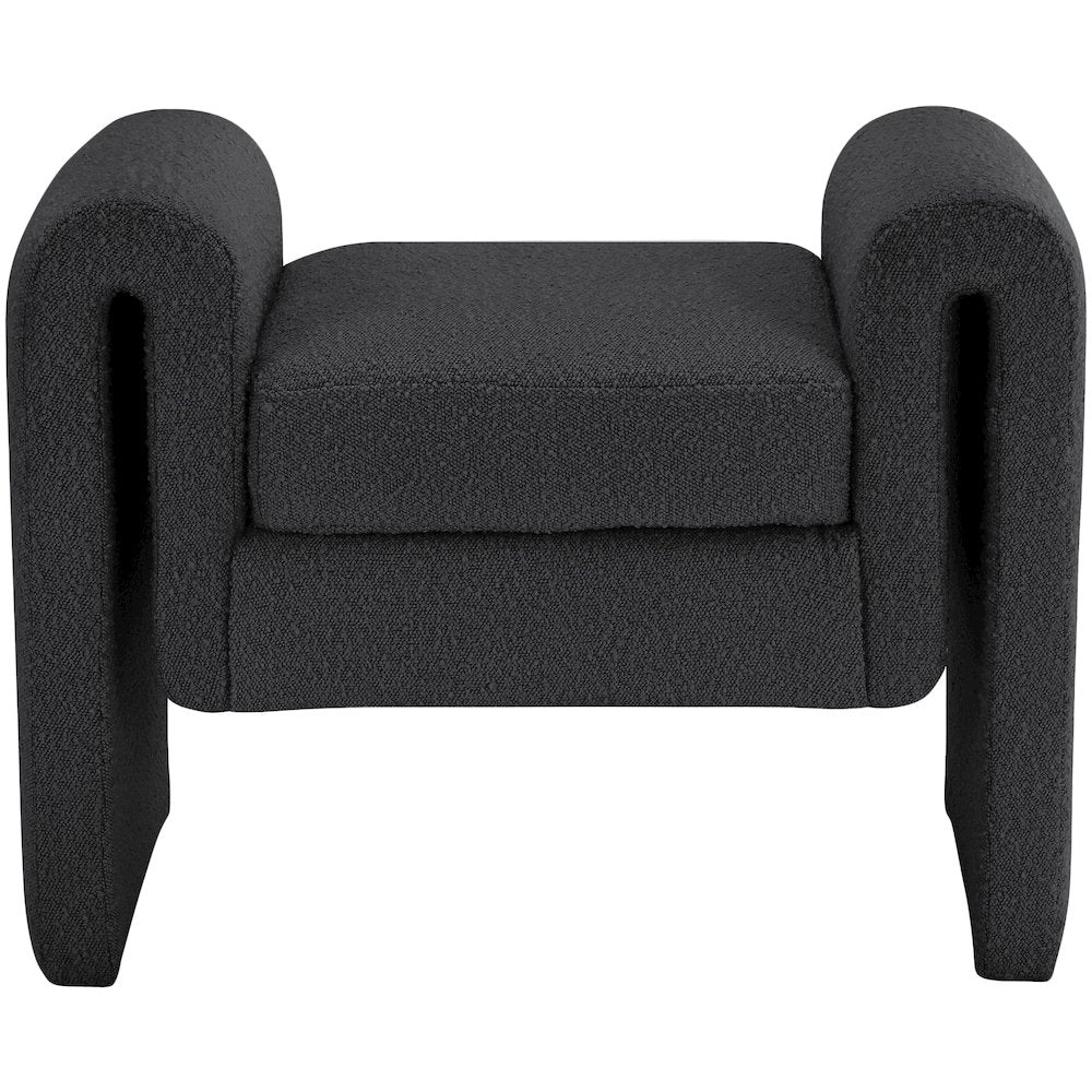 Stylus Black Boucle Fabric Bench