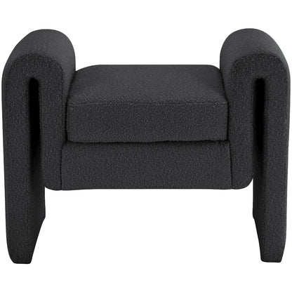 Stylus Black Boucle Fabric Bench