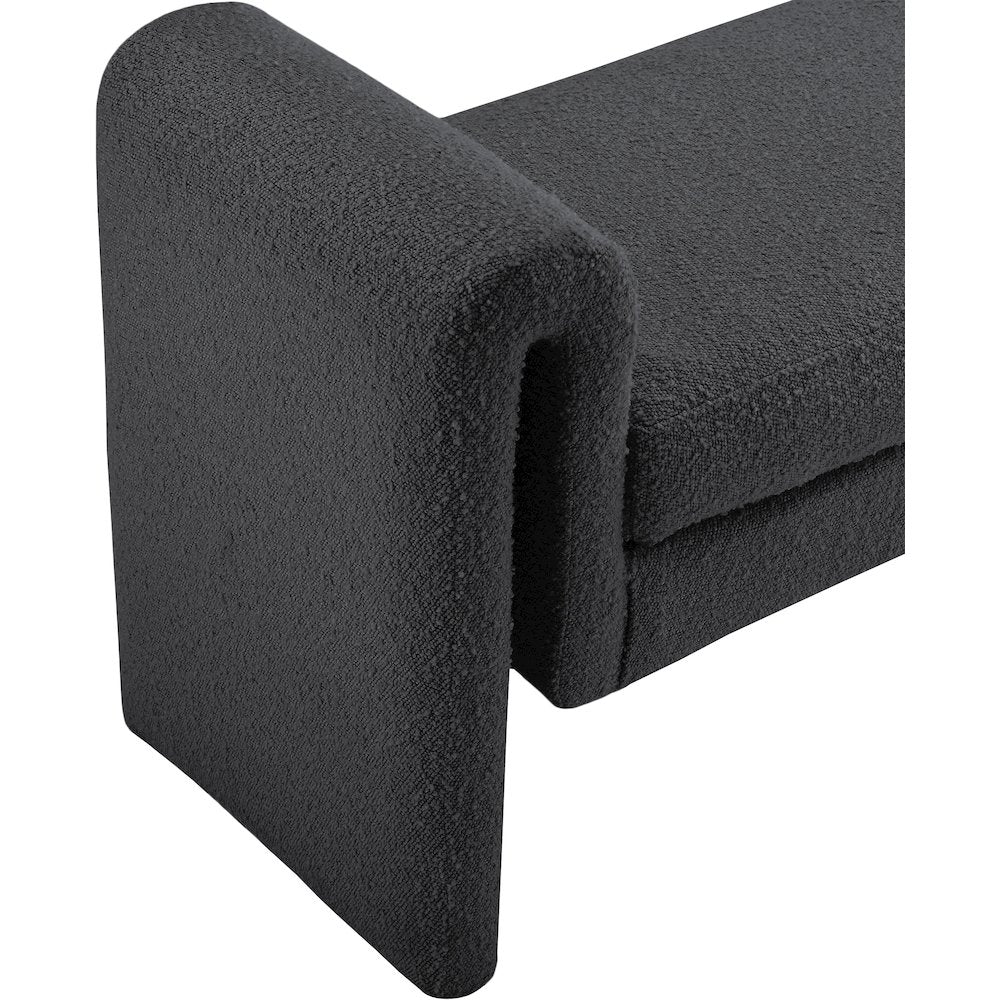Stylus Black Boucle Fabric Bench