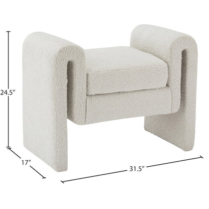 Stylus Cream Boucle Fabric Bench