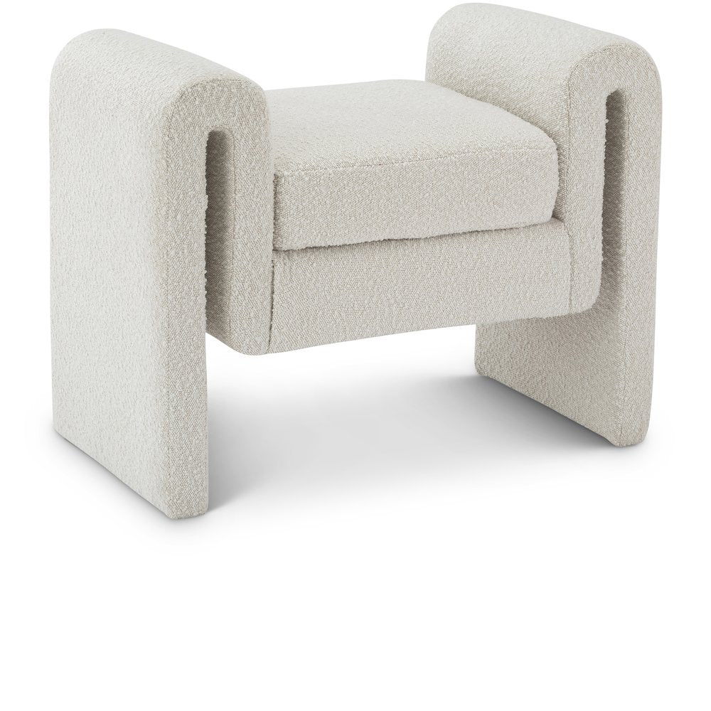 Stylus Cream Boucle Fabric Bench